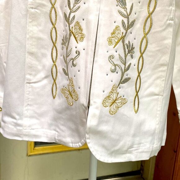 NWT! Quacker Factory White Full Zip Embroidered and Bling Jacket - Picture 8 of 12